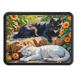 Autumn Cats and Pumpkins Garden Scene Hitch Cover