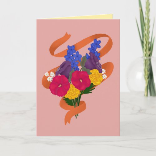 Autumn Celebration Colorful Floral Blank Card