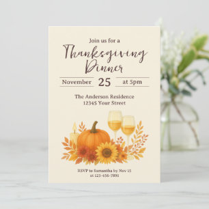 Autumn Celebration - Elegant Gold Thanksgiving  Invitation