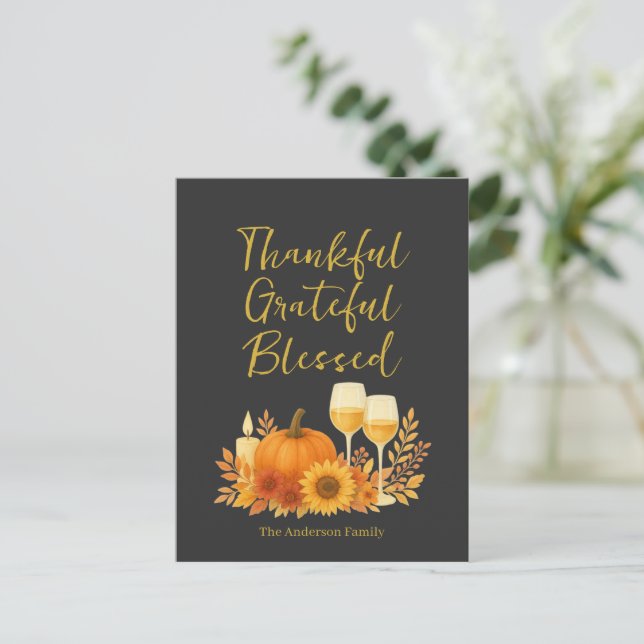 Autumn Celebration - Elegant Gold Thanksgiving  Postcard (Standing Front)