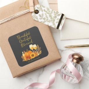 Autumn Celebration - Elegant Gold Thanksgiving Square Sticker
