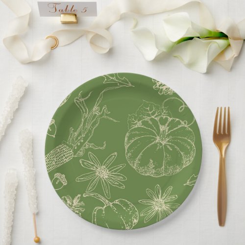 Autumn Celebration Sketch in Green Paper Plates