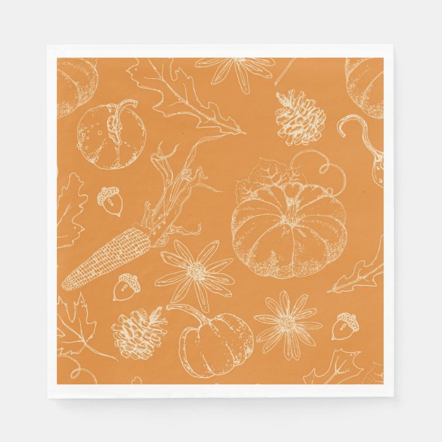 Autumn Celebration Sketch in Orange Napkins (Front)
