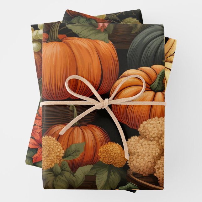 Autumn Celebration Wrapping Paper Sheets (In situ)