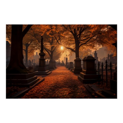 Autumn Cemetery Poster