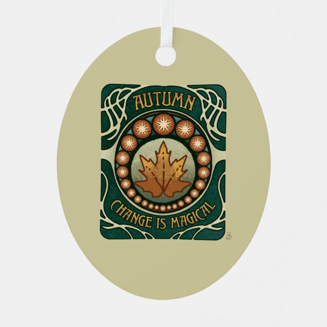 Autumn, Change is Magic Vintage Style Ornament (Front)
