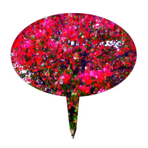 Autumn Changing Leaves, pink impressionistic trees Cake Topper