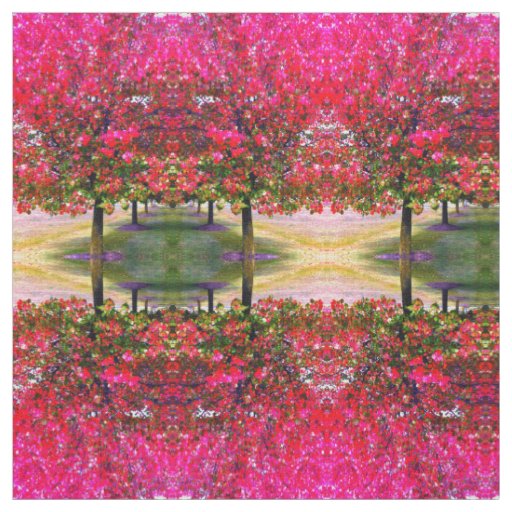 Autumn Changing Leaves, pink impressionistic trees Fabric