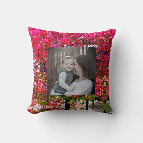 Autumn Changing Leaves pink impressionistic trees Throw Pillow