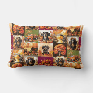 Autumn Charm: Dachshunds and Fall Scenes Lumbar Pillow