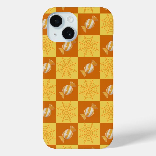 Autumn Checkered Cobweb & Snacks iPhone case (Back)