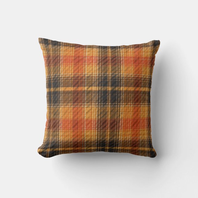 autumn checkered pattern sofa pillow (Front)