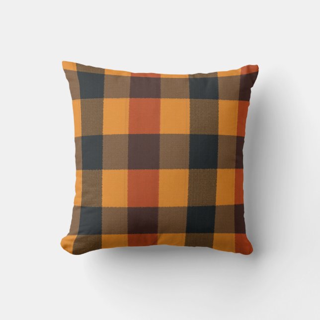 autumn checkered pattern sofa pillow (Front)