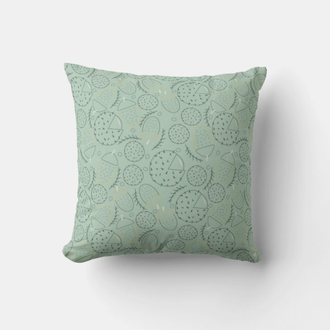  Autumn chestnut and acorn pattern line art Throw Pillow (Front)