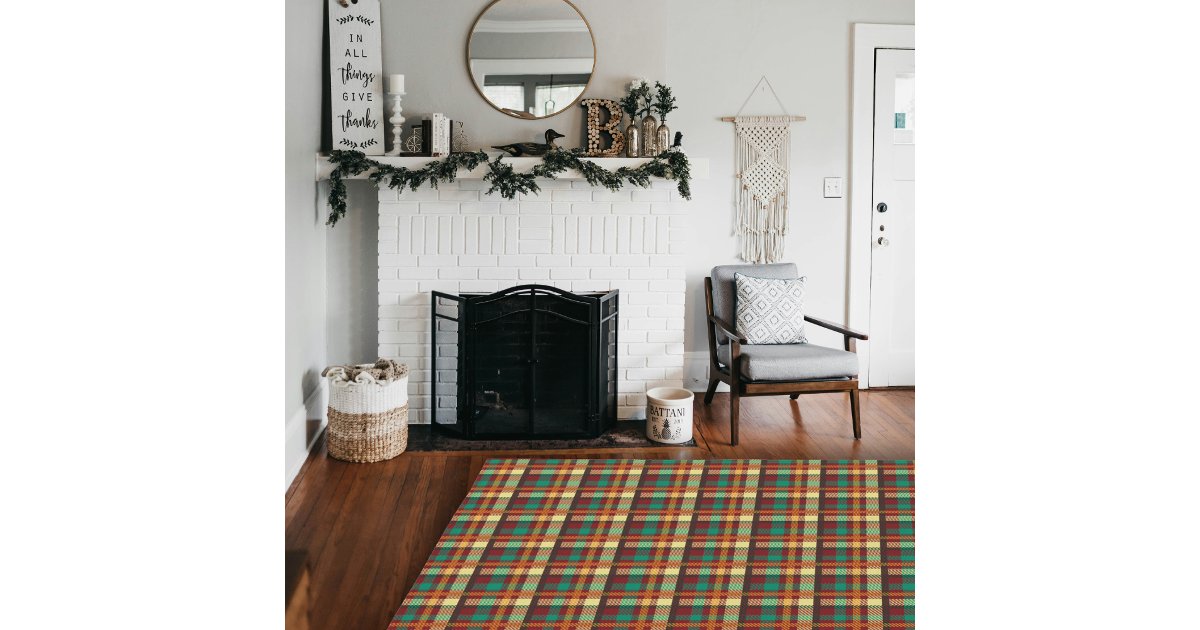 Autumn Chic Modern Tartan Plaid Farmhouse Area Rug | Zazzle