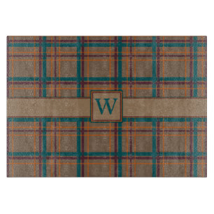 Autumn Chic Plaid Glass Cutting Board