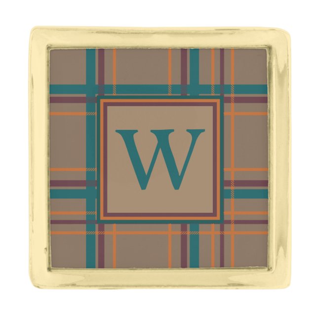 Autumn Chic Plaid Lapel Pin (Front)