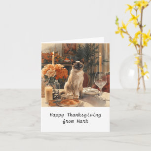 Autumn chic Siamese Cat hostess cat at dinner Card