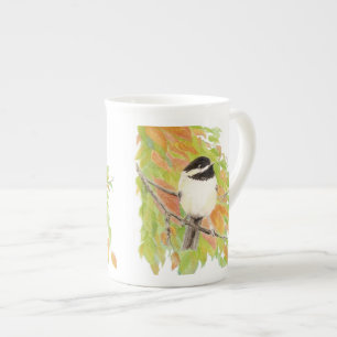 Autumn Chickadee, Bird Nature, Wildlife,Watercolor Bone China Mug