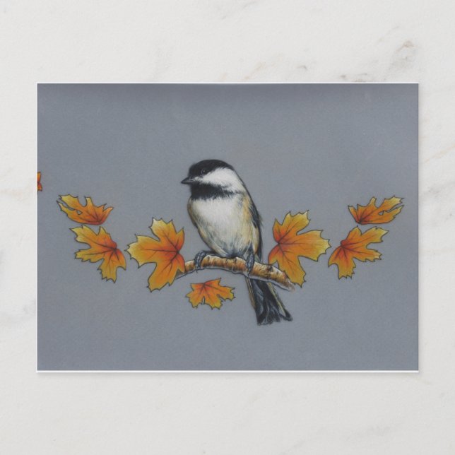 Autumn Chickadee Postcard (Front)