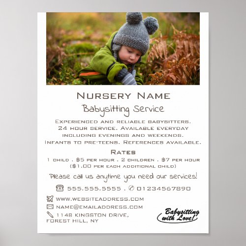 Autumn Child Babysitter Daycare Nursery Advert Poster