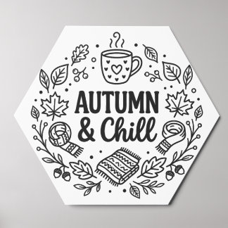 Autumn & Chill | Cozy Fall Hand-Lettered Line Art  Foam Core Photo Tile
