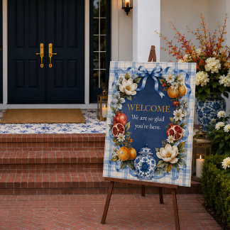 Autumn Chinoiserie, Pomegranate & Magnolia Acrylic Sign