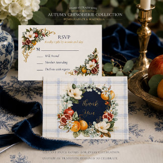 Autumn Chinoiserie, Pomegranate & Magnolia RSVP Card