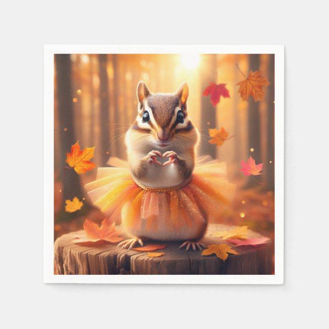 Autumn Chipmunk Ballerina Dancer Napkins (Front)