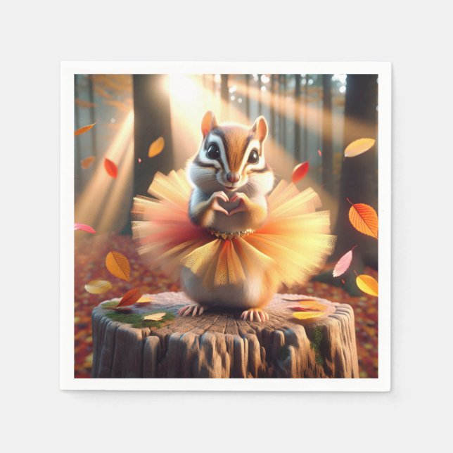 Autumn Chipmunk Wearing a Tutu Napkins (Front)