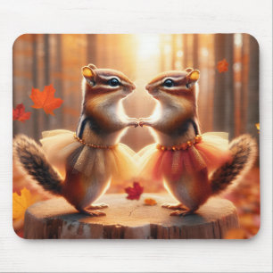 Autumn Chipmunks Dancing Mouse Pad