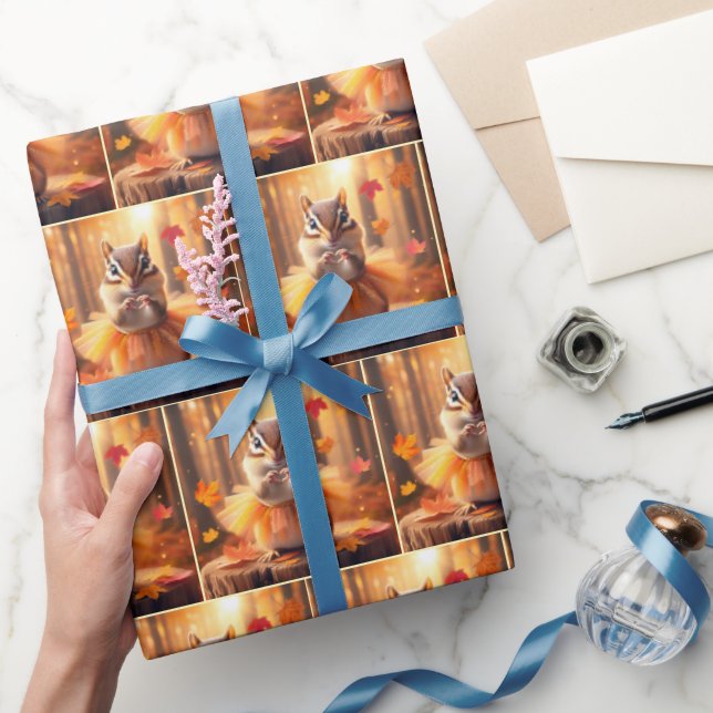 Autumn Chipmunks With Heart Wrapping Paper (Gifting)