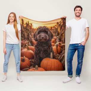Autumn Chocolate Labradoodle – Cozy & Sweet Fleece Blanket
