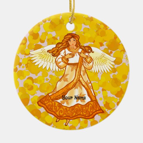 Autumn Christian Angel Ceramic Ornament