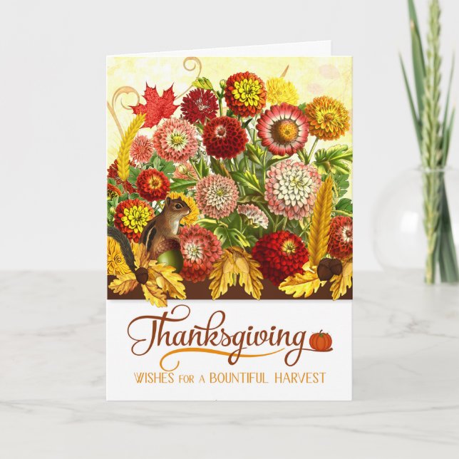 Autumn Chrysanthemum Garden Thanksgiving Holiday Card (Front)
