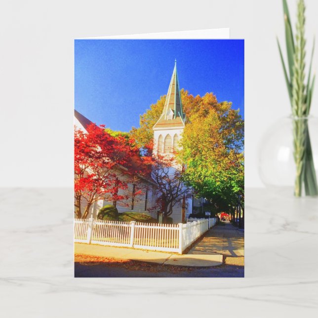 'Autumn Church' Blank Greeting Card (Front)