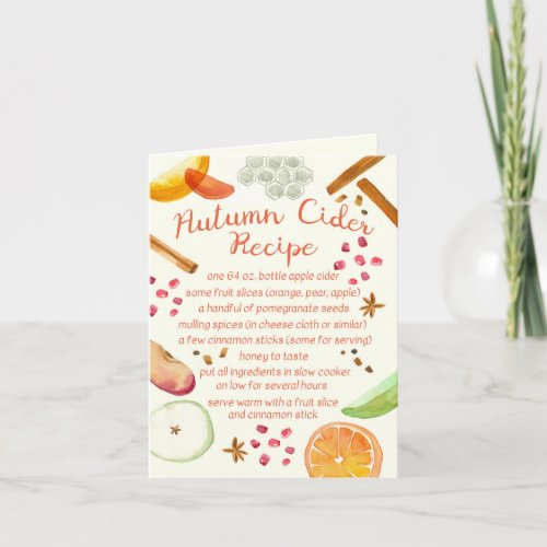 Autumn Cider Recipe Happy Fall Season Sweetness Card