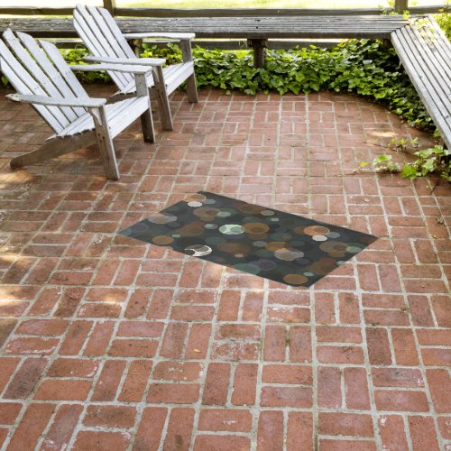 Autumn Circles Dark Colors Green Brown  Outdoor Rug