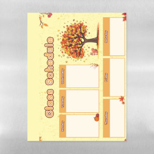 Autumn Class Schedule with Cute Fall Illustrations Magnetic Dry Erase Sheet