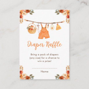 Autumn Clothes Line Boy Baby Shower Diaper Raffle Enclosure Card