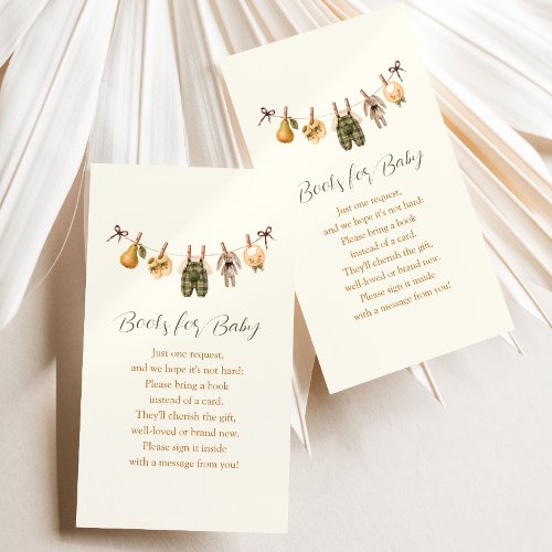 Autumn Clothesline Baby Shower Book Request Enclosure Card