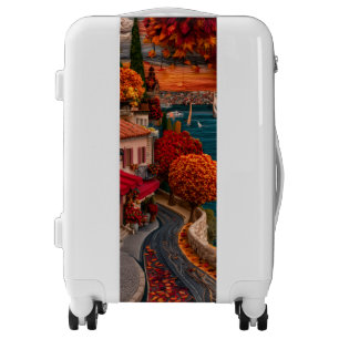 Autumn Coastal Town Colorful Art Luggage