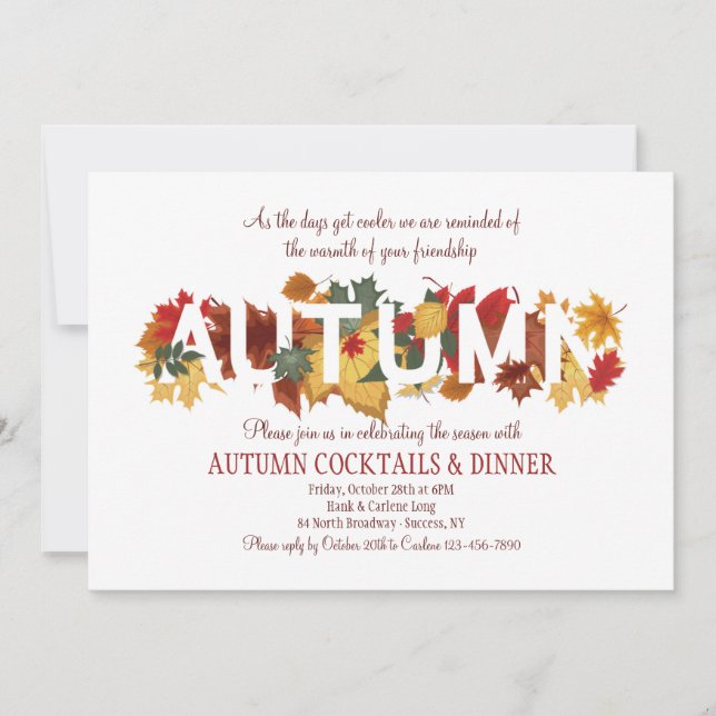 Autumn Cocktails and Dinner Invitation (Front)