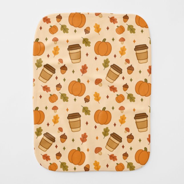 Autumn Coffee Baby Burp Cloth (Front)