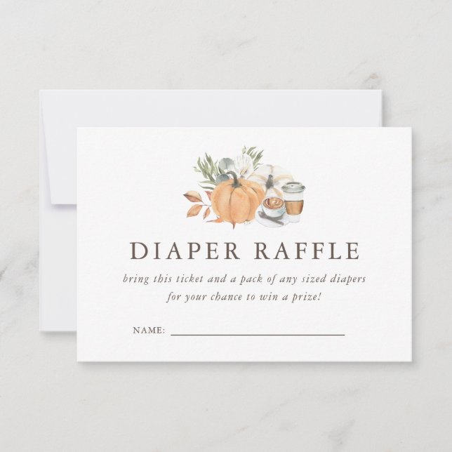 Autumn Coffee Baby Shower | Diaper Raffle Invitation (Front)