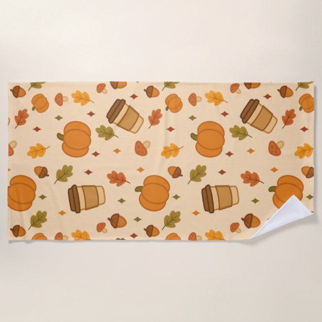 Autumn Coffee Beach Towel (Front)
