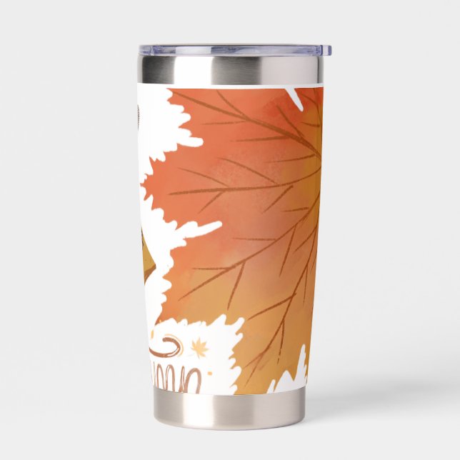 Autumn coffee break travel mug insulated tumbler (Left)