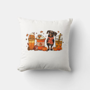 Autumn Coffee Mug with Dachshund Throw Pillow