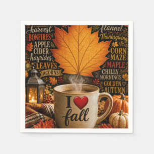 Autumn Coffee with Word Cloud Napkins