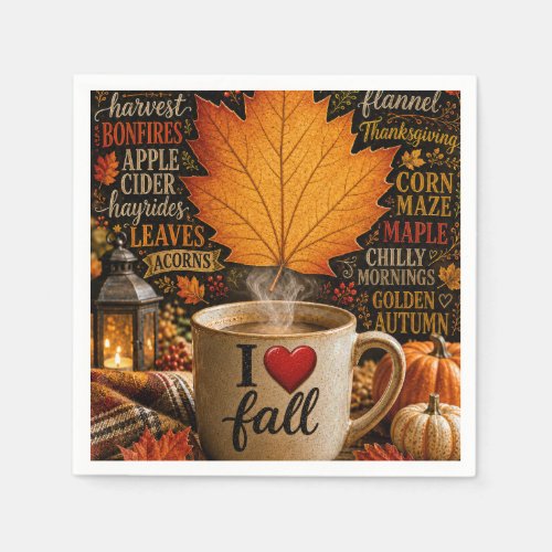 Autumn Coffee with Word Cloud Napkins